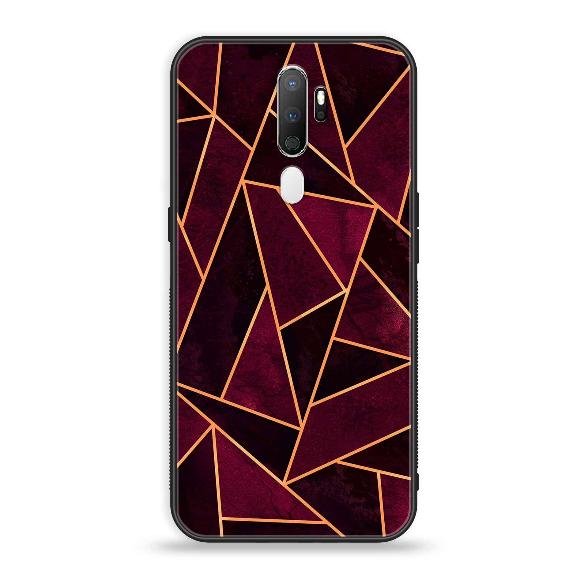 Oppo A9 2020 Geometric Marble Series Premium Printed Glass soft Bumper shock Proof Case