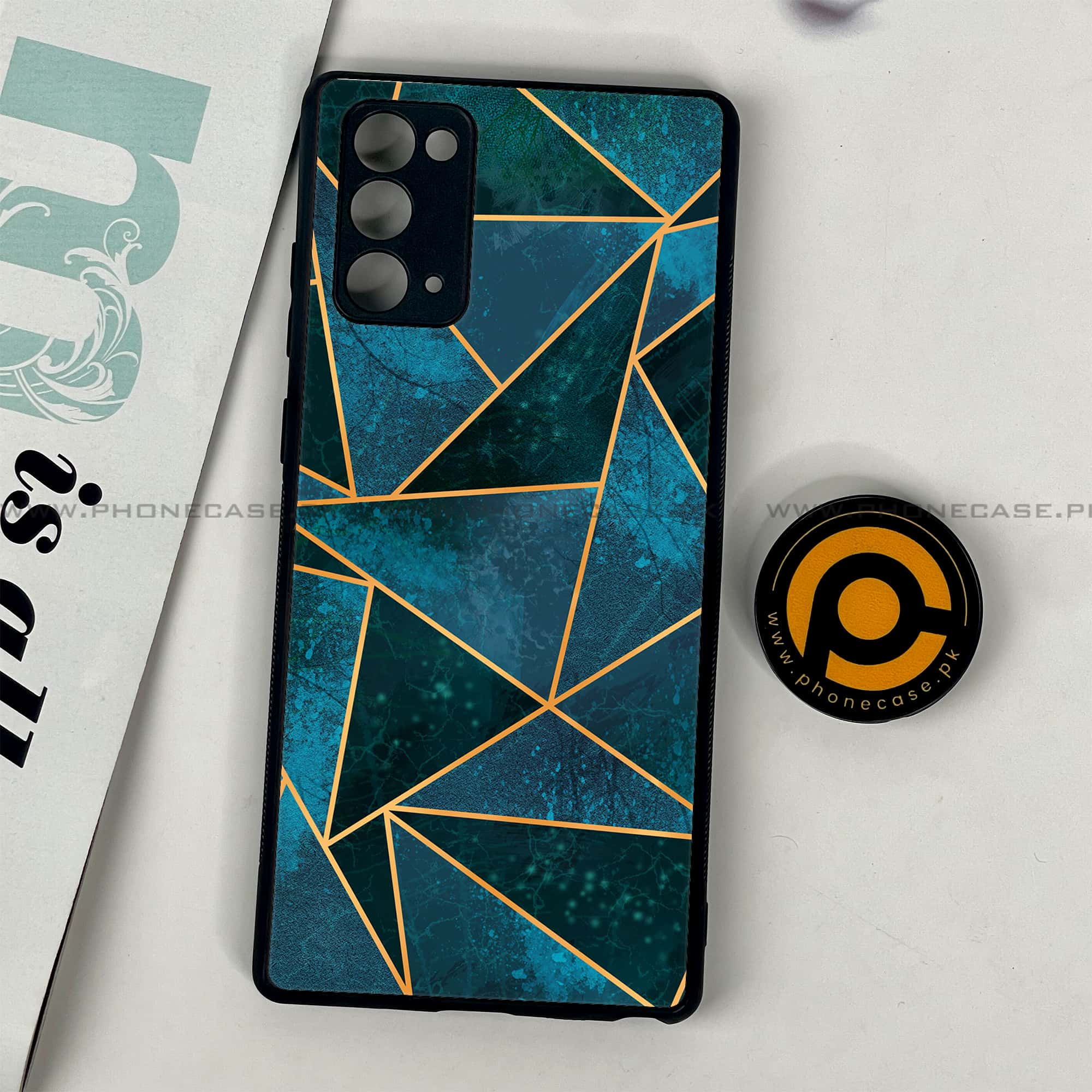 Samsung Galaxy Note 20 - Geometric Marble Series - Premium Printed Glass soft Bumper shock Proof Case