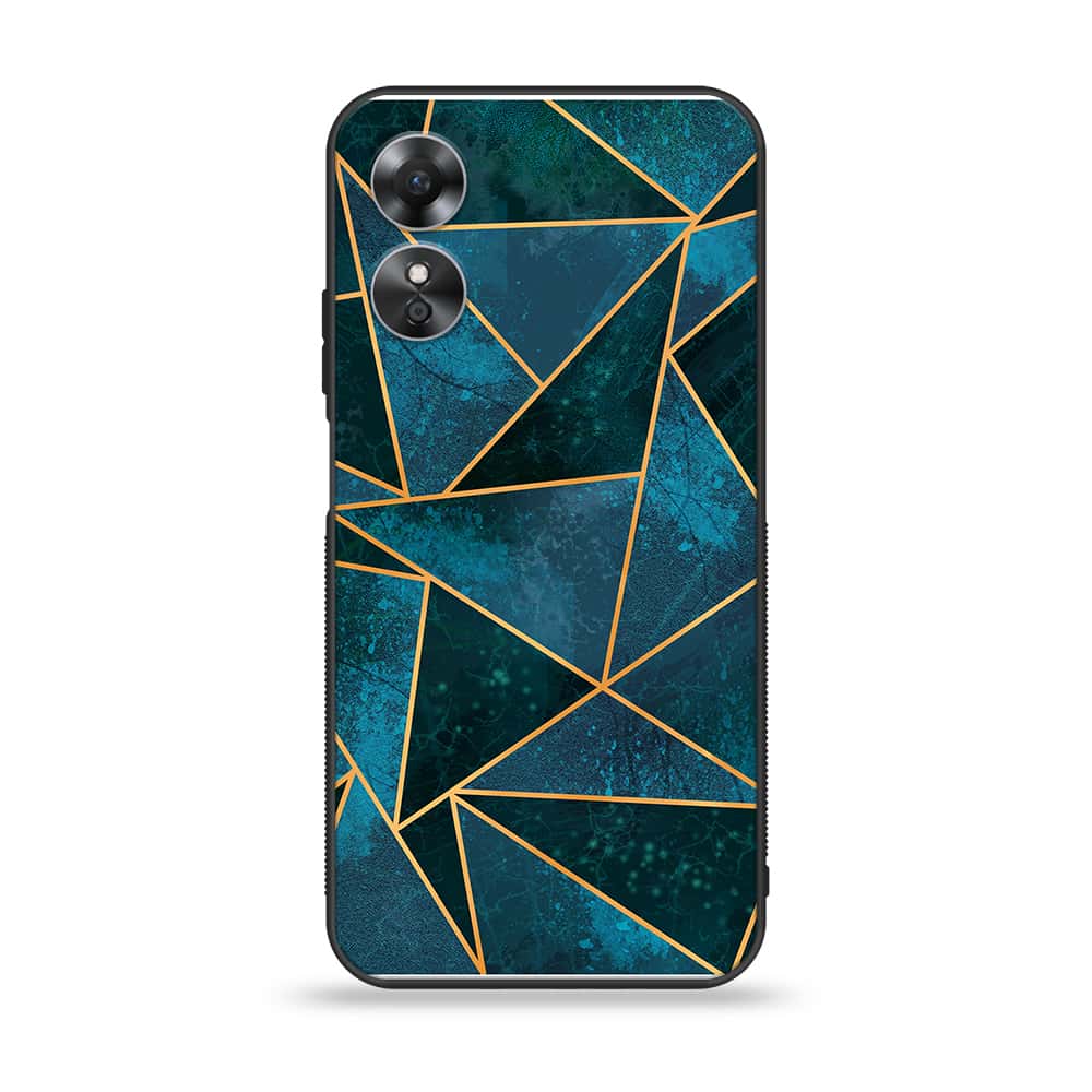 OPPO A17 - Geometric Marble Series - Premium Printed Glass soft Bumper shock Proof Case