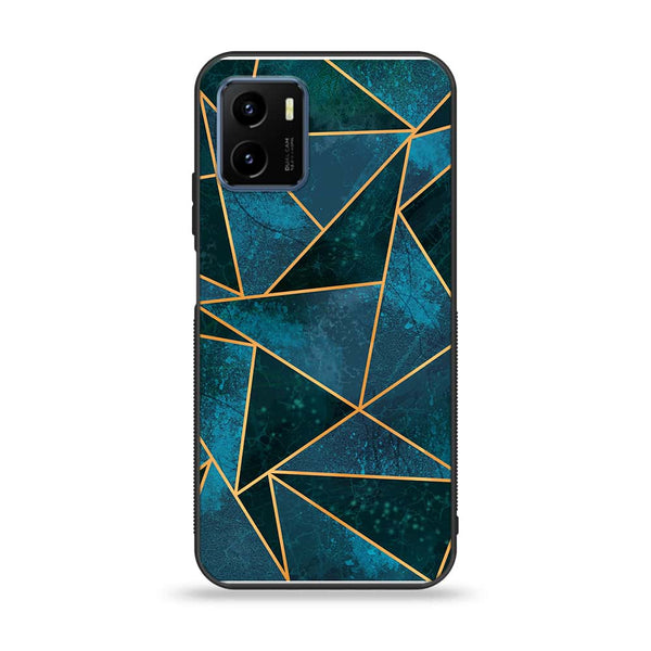 Vivo Y15s Geometric Marble Design 6  Premium Printed Glass soft Bumper shock Proof Case CS-38254