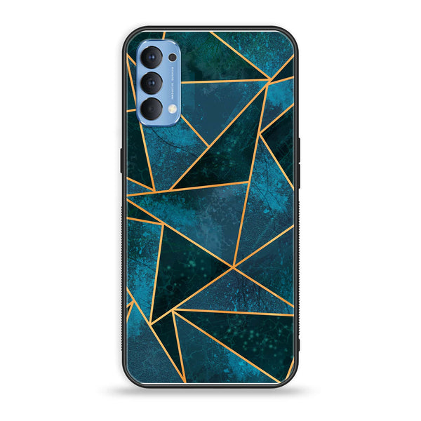 Oppo Reno 4 4G - Geometric Marble Design 6 - Premium Printed Glass soft Bumper shock Proof Case  CS-32550
