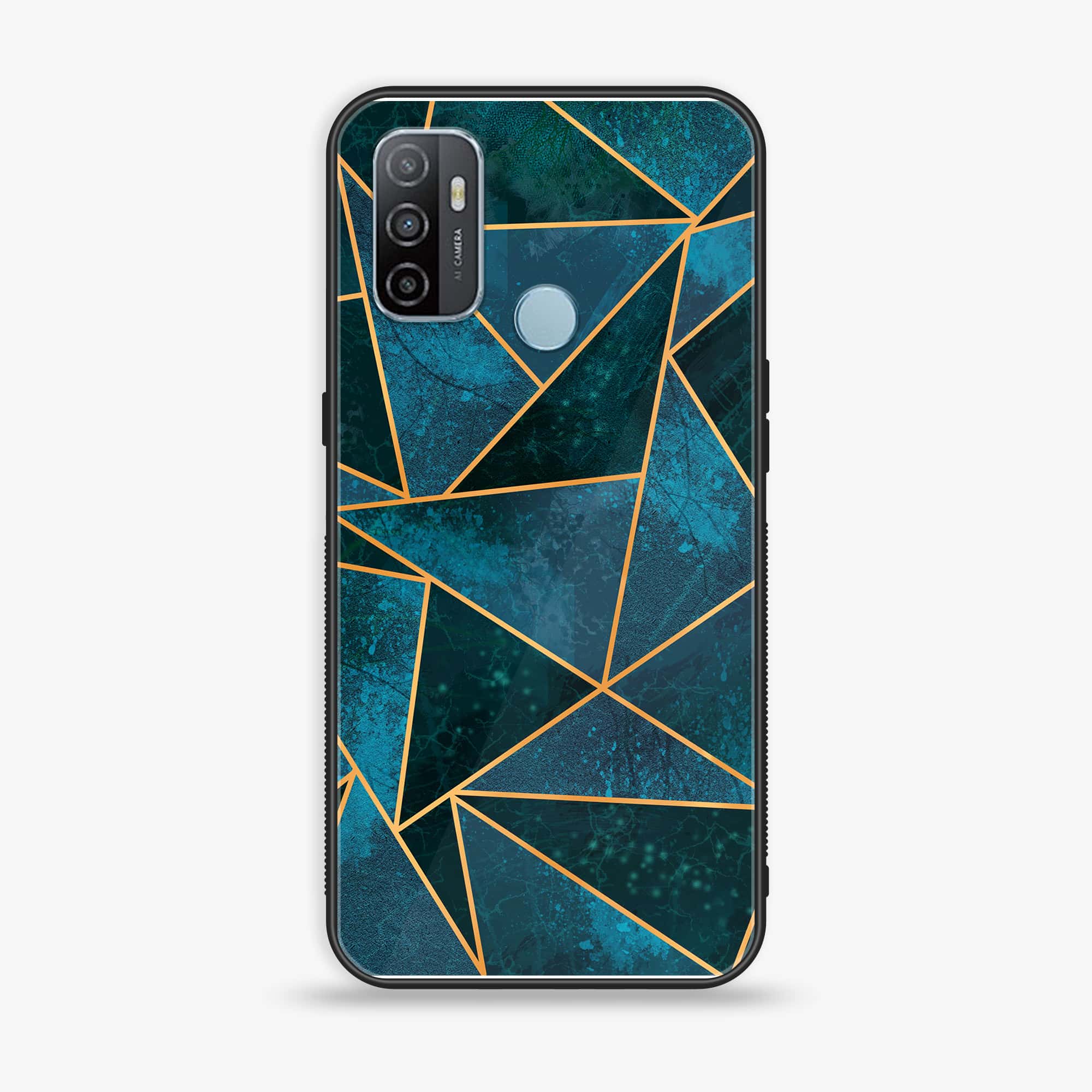 Oppo A53 - Geometric Marble Series - Premium Printed Glass soft Bumper shock Proof Case