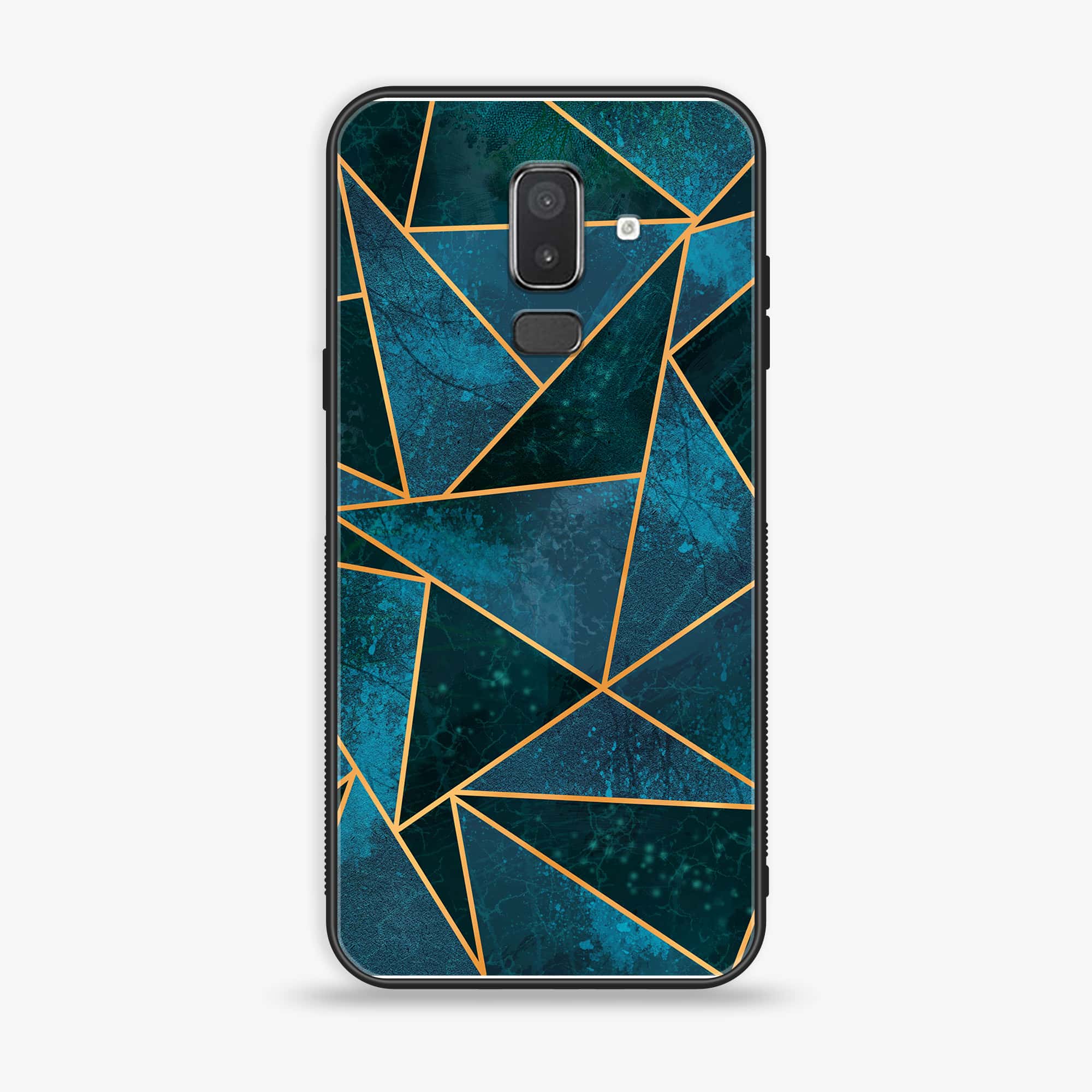 Samsung Galaxy J8 2018 - Geometric Marble Series - Premium Printed Glass soft Bumper shock Proof Case