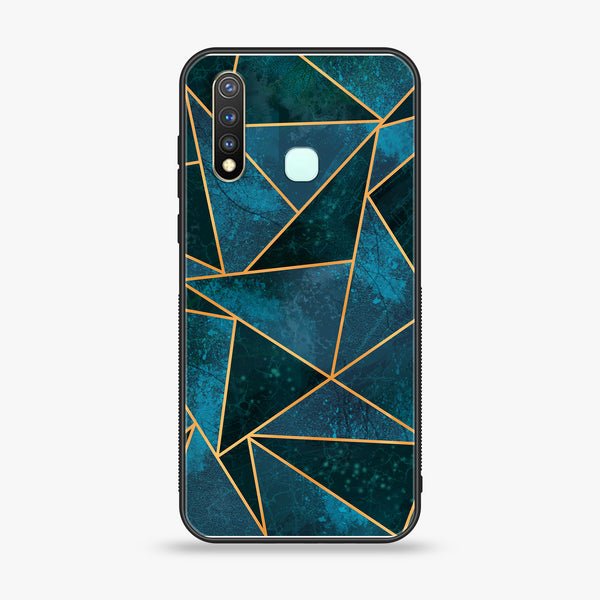 Vivo Y19 Geometric Marble Design 6  Premium Printed Glass soft Bumper shock Proof Case  CS-26884