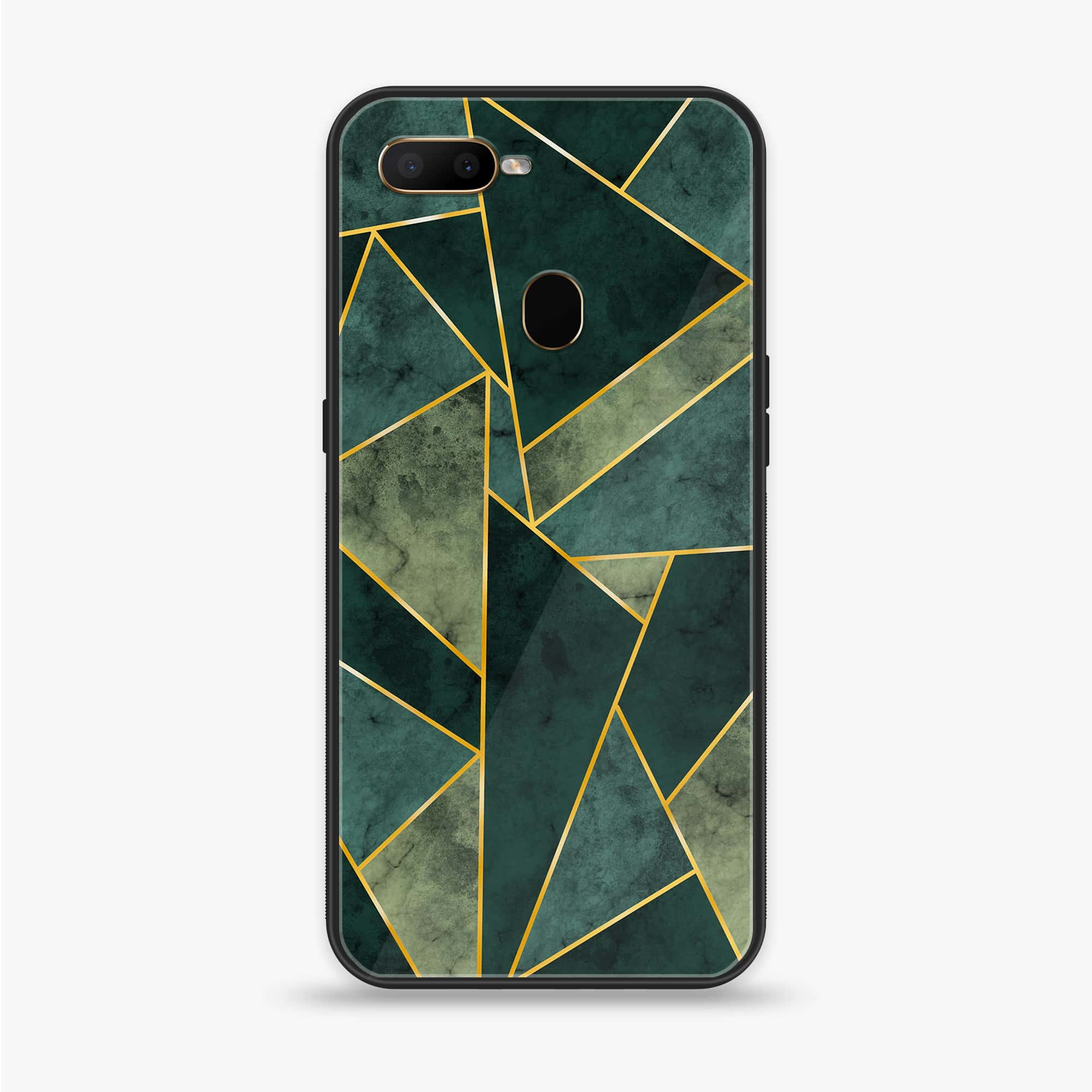 Oppo A7 - Geometric Marble Series - Premium Printed Glass soft Bumper shock Proof Case
