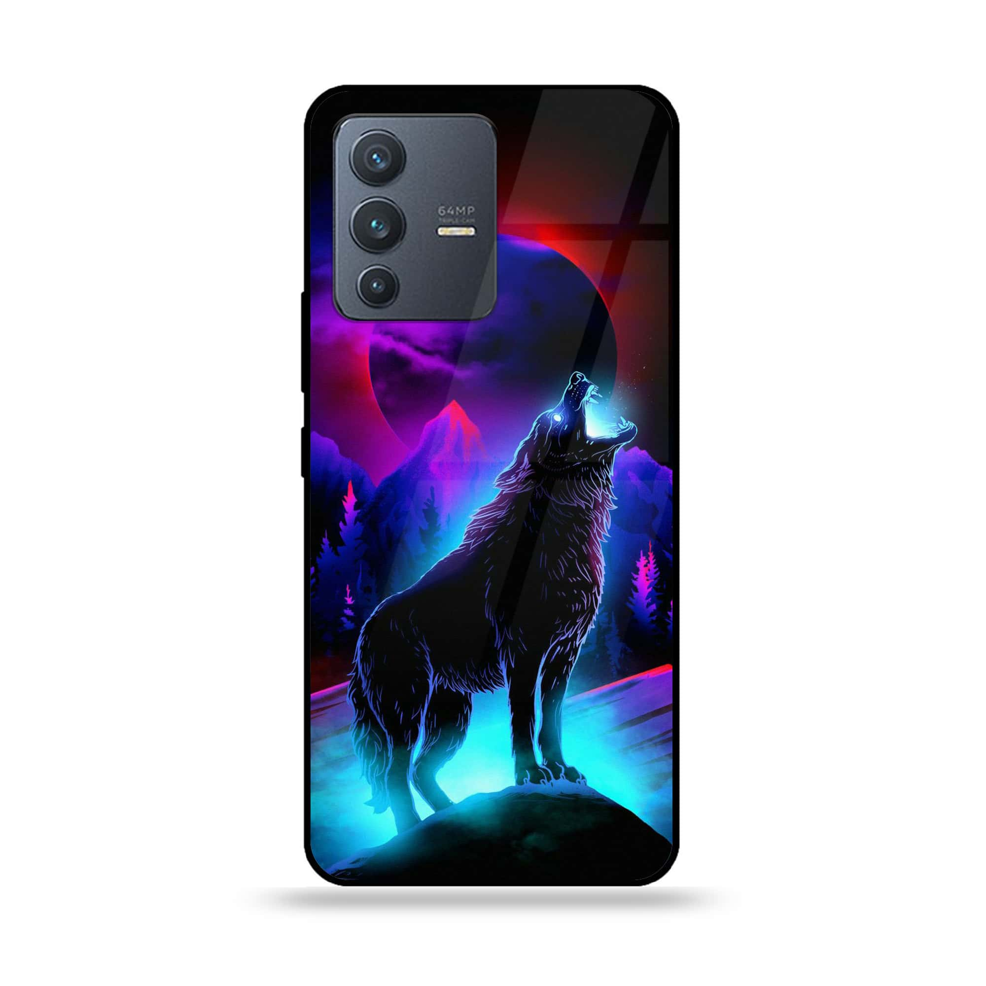 Vivo V23 5G - Wolf Series - Premium Printed Glass soft Bumper shock Proof Case