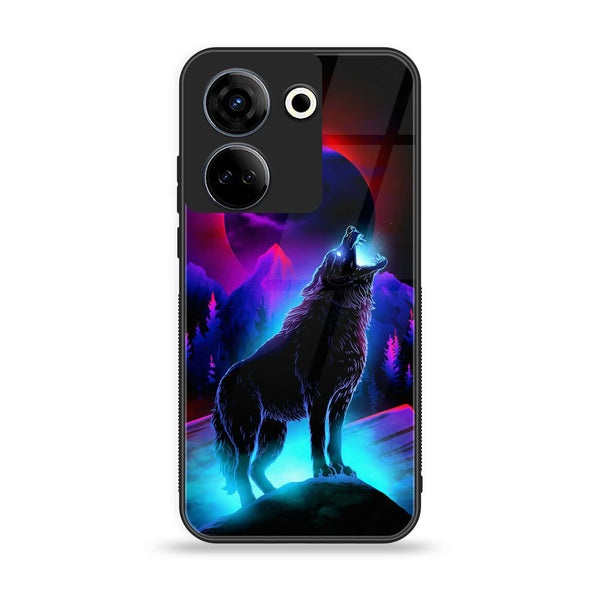 Tecno Camon 20 Pro / Camon 20  - Wolf  Design 2 - Premium Printed Glass soft Bumper shock Proof Case  CS-25751 CS-26929