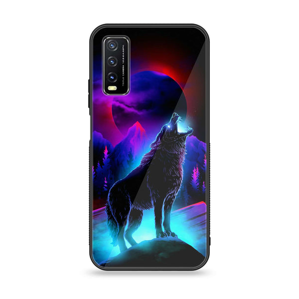 Vivo Y20 2021 Wolf Design 2 Premium Printed Glass soft Bumper shock Proof Case CS-38295