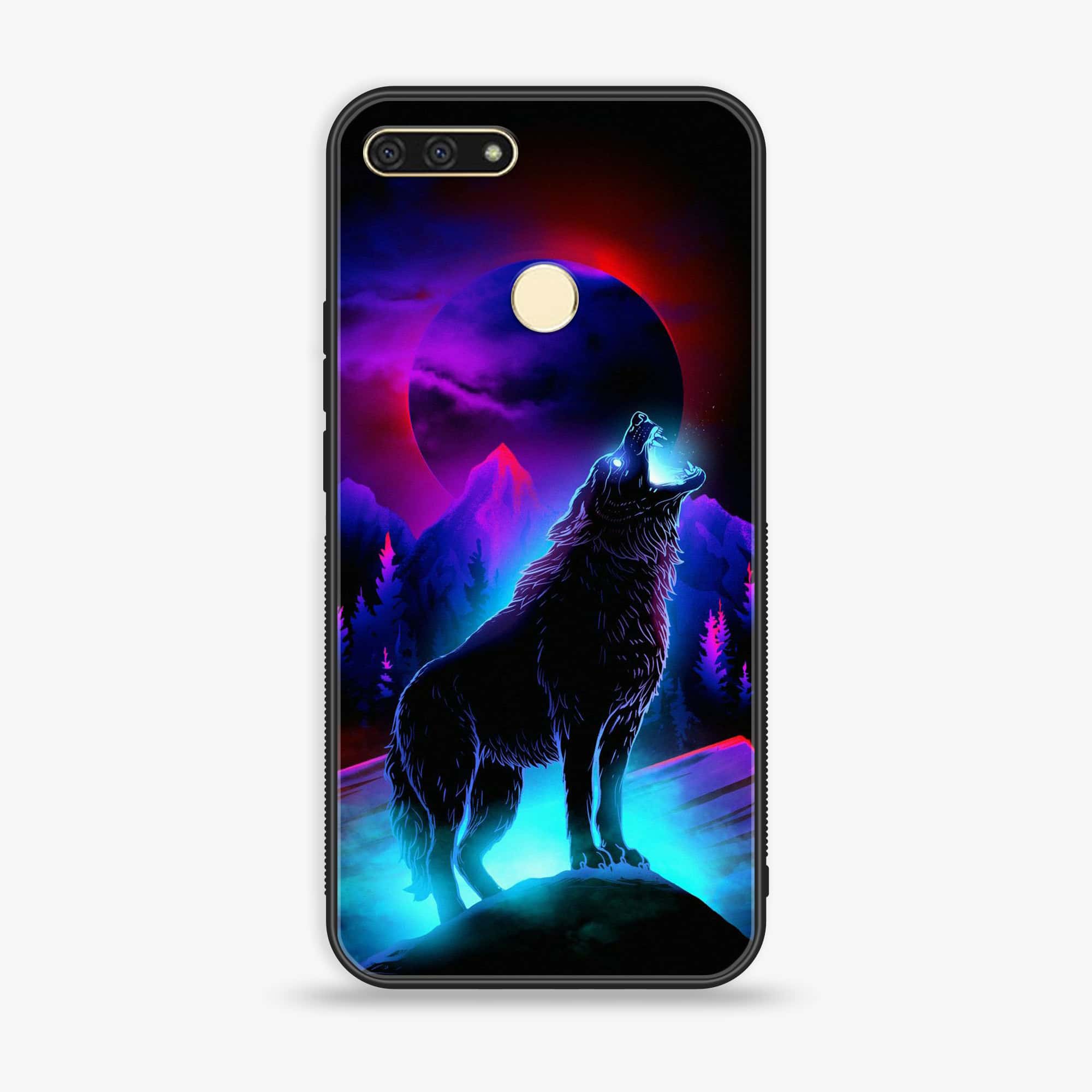 Huawei Y6 2018/Honor Play 7A - Wolf Series - Premium Printed Glass soft Bumper shock Proof Case
