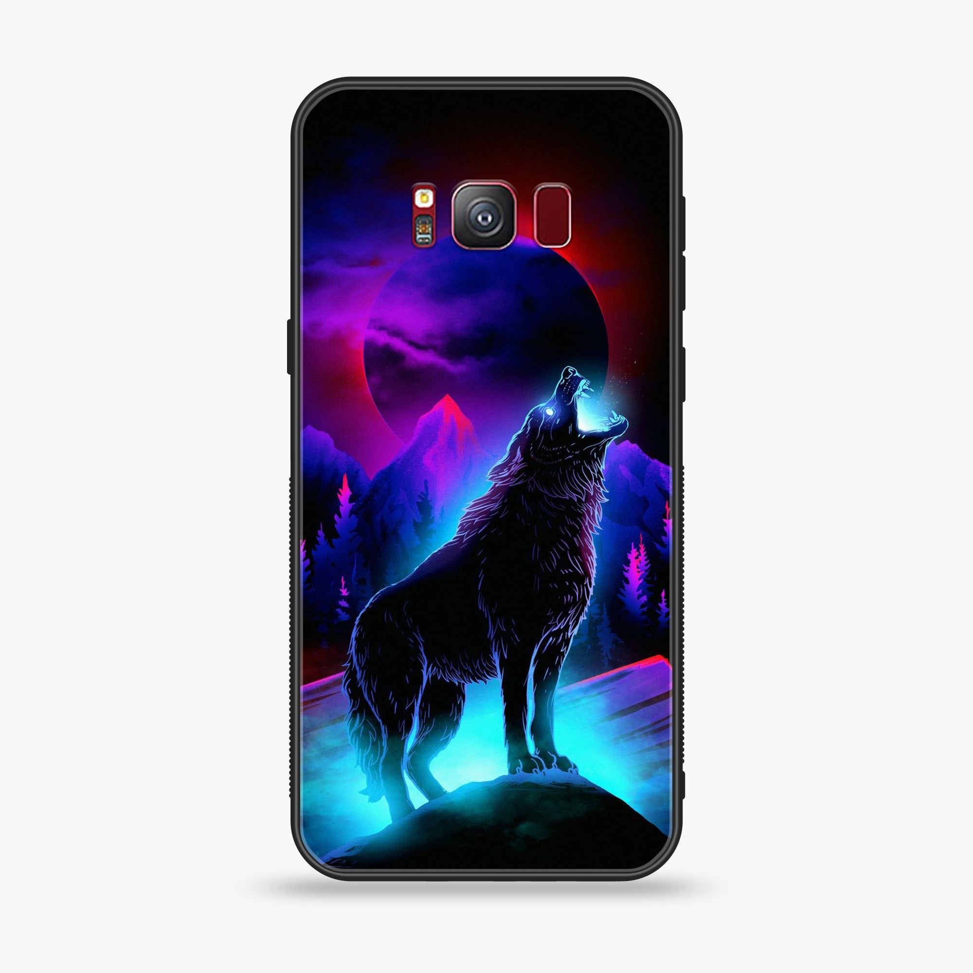 Samsung S8 Plus Wolf seires Premium Printed Glass soft Bumper shock Proof Case