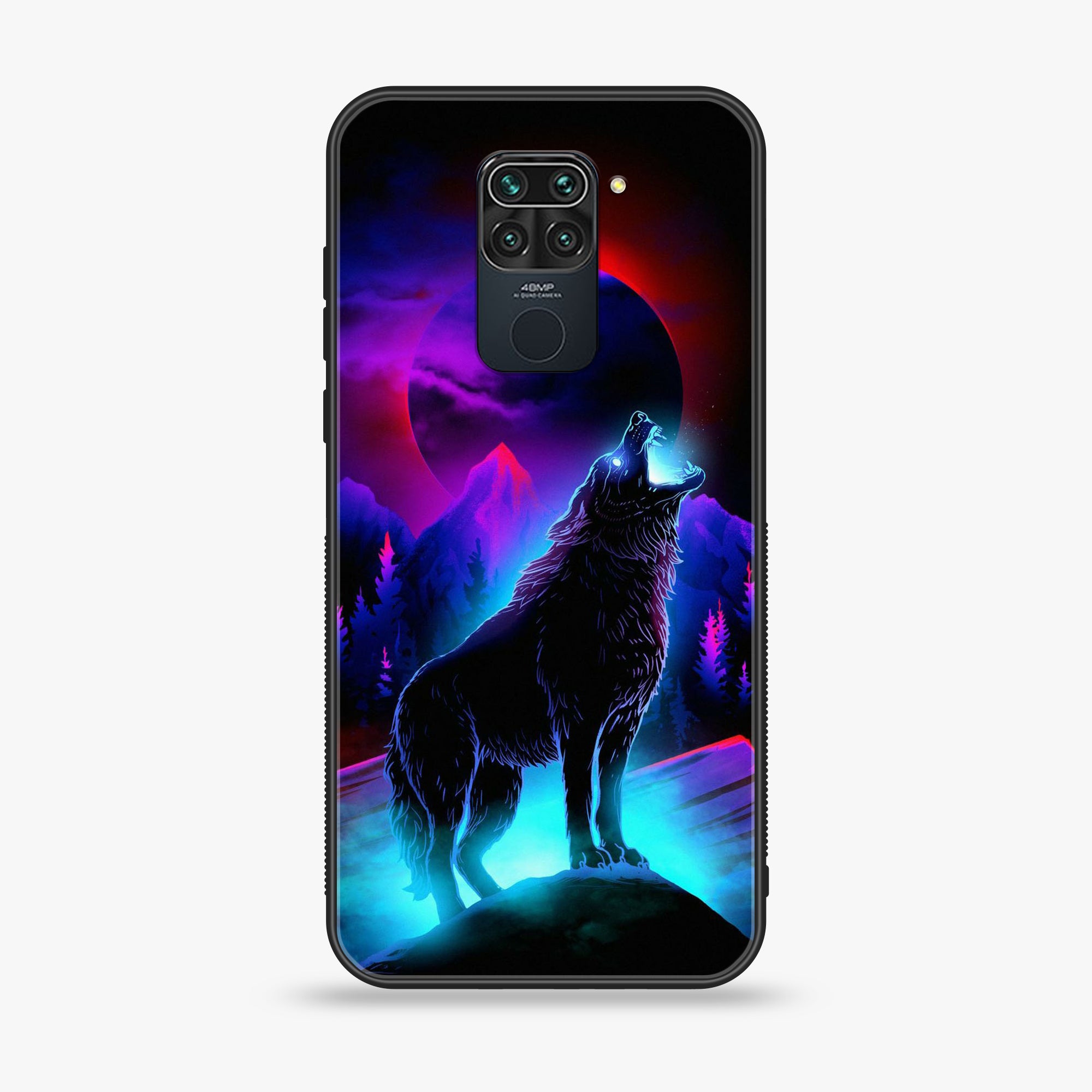 Xiaomi Redmi Note 9 Wolf Series Premium Printed Glass soft Bumper shock Proof Case