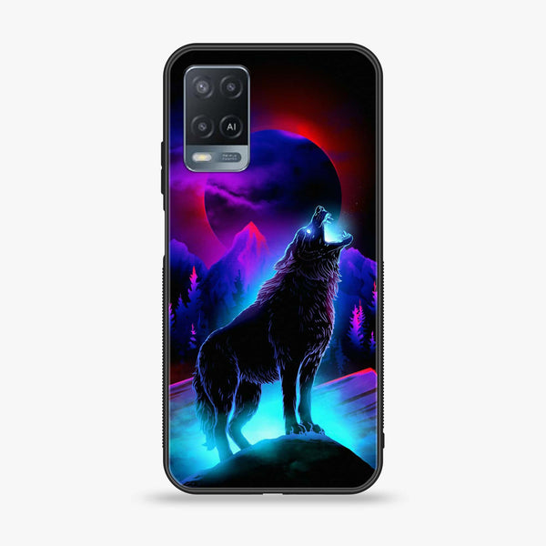 Oppo A54 - Wolf Design 2- Premium Printed Glass soft Bumper shock Proof Case  CS-33528