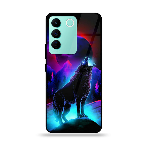 Vivo V27E - Wolf Series - Premium Printed Glass soft Bumper shock Proof Case