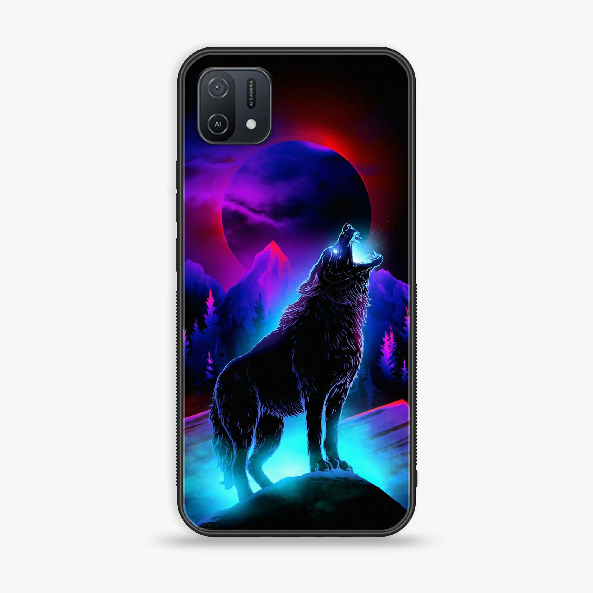 OPPO A16k Wolf Series Premium Printed Glass soft Bumper shock Proof Case