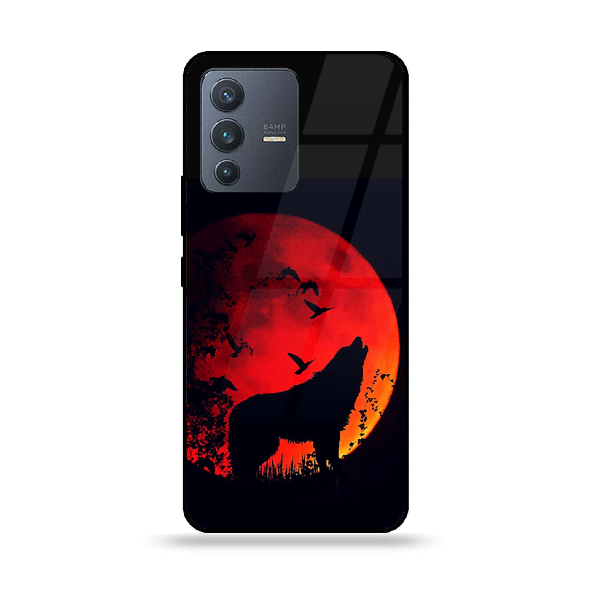 Vivo V23 5G - Wolf Series - Premium Printed Glass soft Bumper shock Proof Case