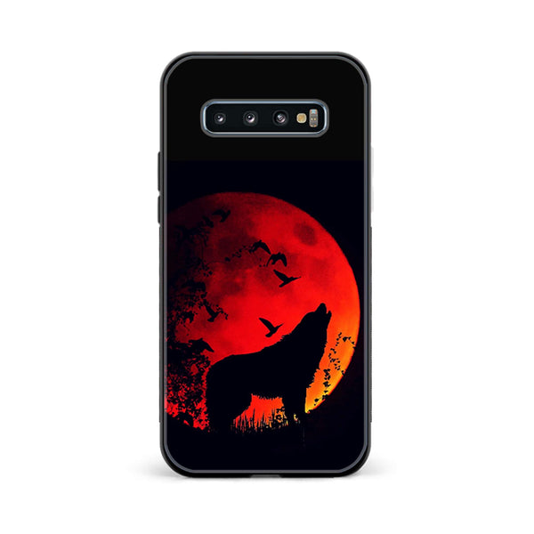 Galaxy S10 Plus - Wolf Series - Premium Printed Glass soft Bumper shock Proof Case