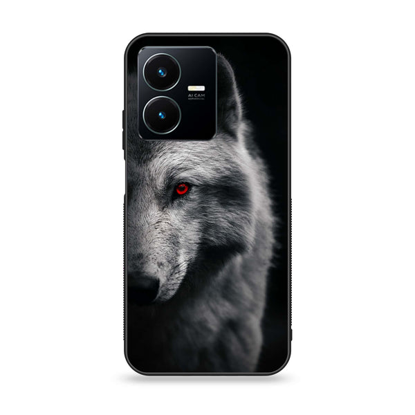 Vivo Y22 Wolf Design 10 Premium Printed Glass soft Bumper shock Proof Case CS-14992