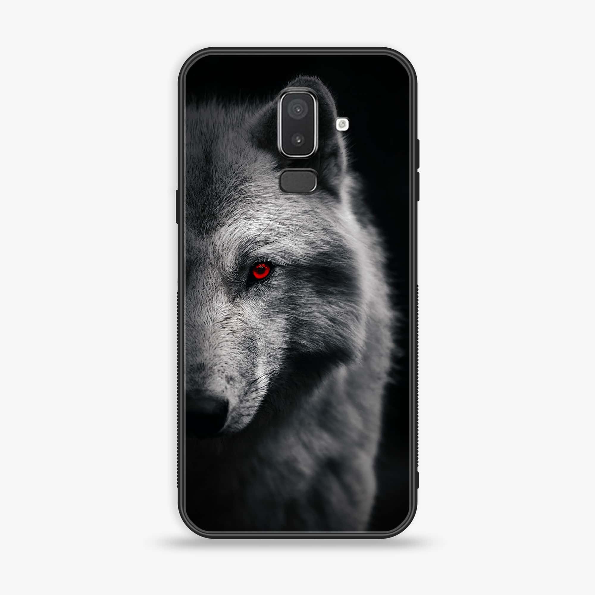Samsung Galaxy J8 2018 - Wolf Series - Premium Printed Glass soft Bumper shock Proof Case