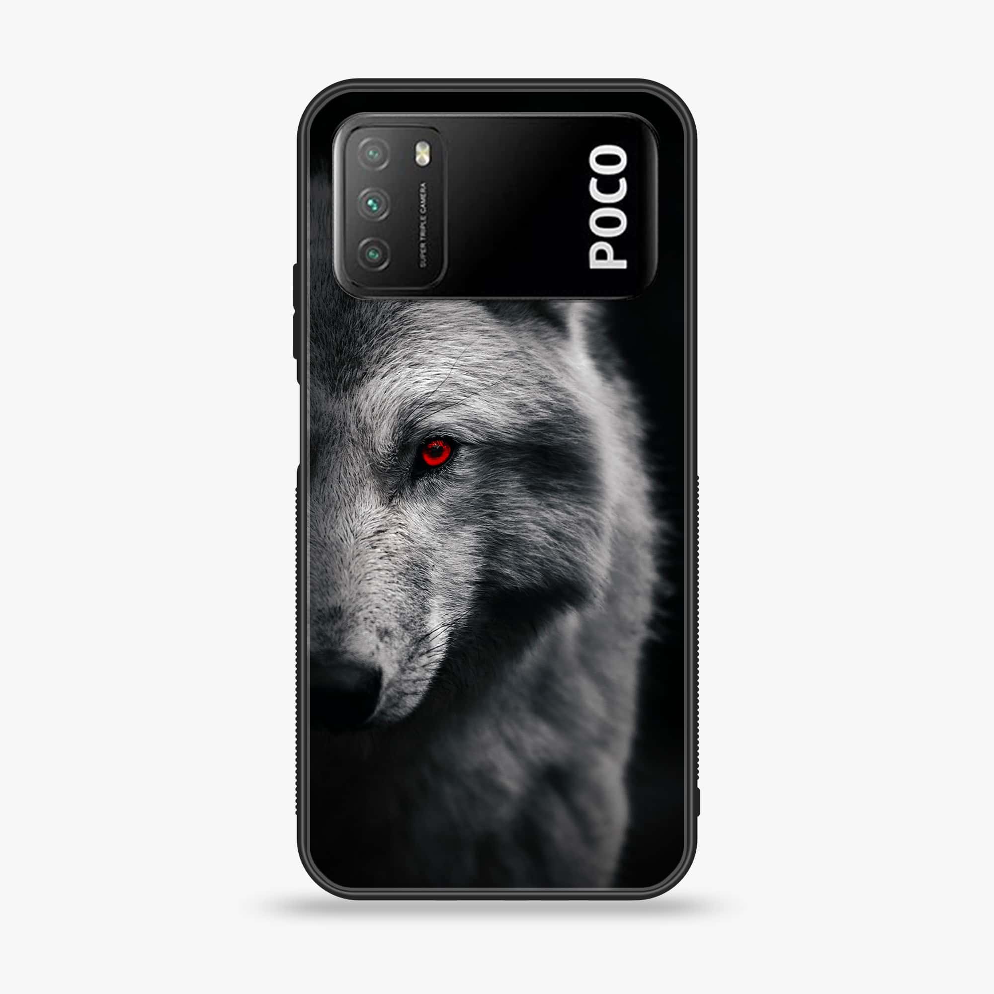Xiaomi Poco M3 - Wolf Series - Premium Printed Glass soft Bumper shock Proof Case