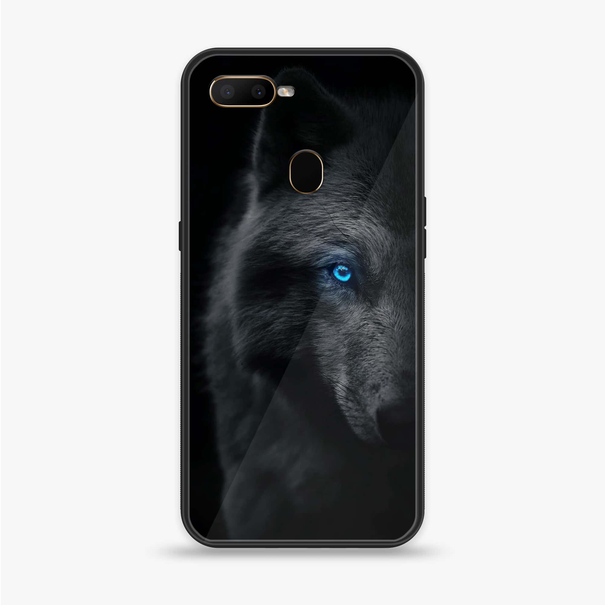 Oppo A7 - Wolf Series - Premium Printed Glass soft Bumper shock Proof Case