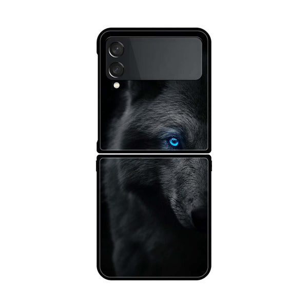 Z Flip 4- Wolf Design 9 -  Premium Printed Glass soft Bumper shock Proof Case CS-14010