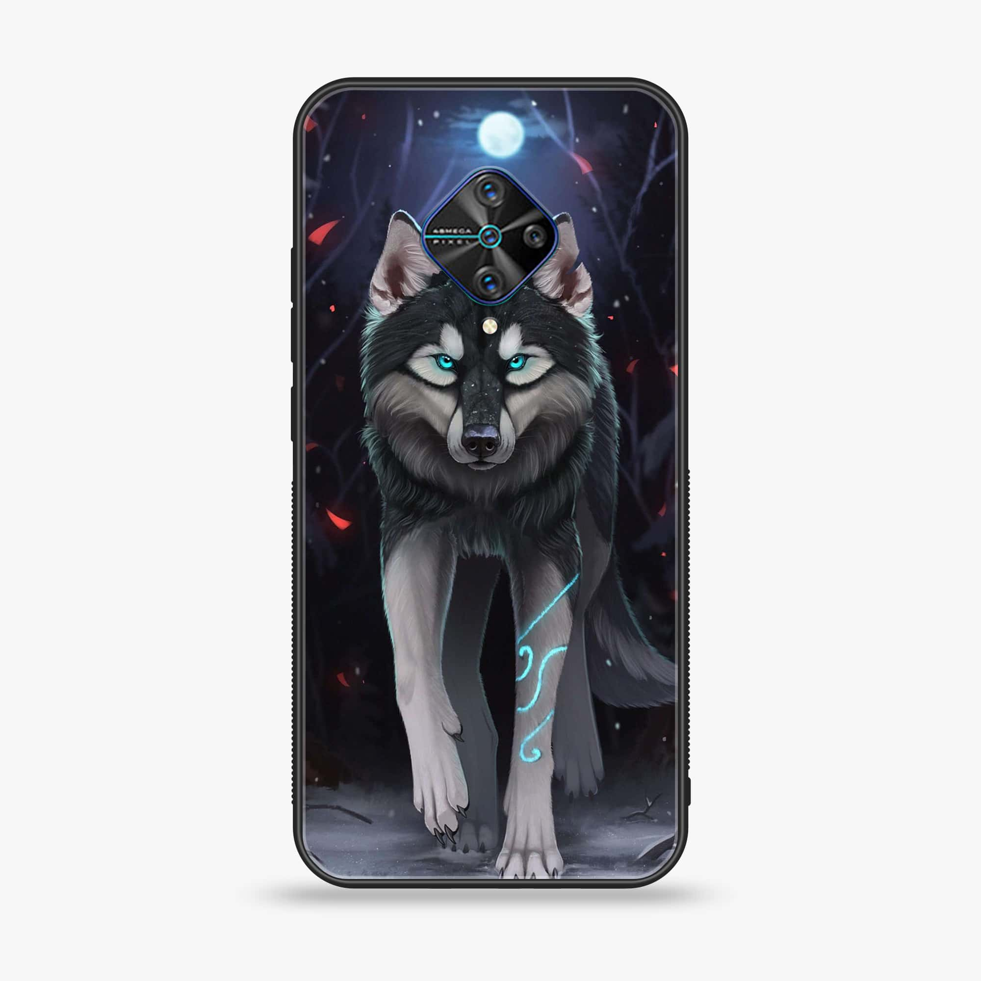 Vivo S1 Pro - Wolf Series - Premium Printed Glass soft Bumper shock Proof Case