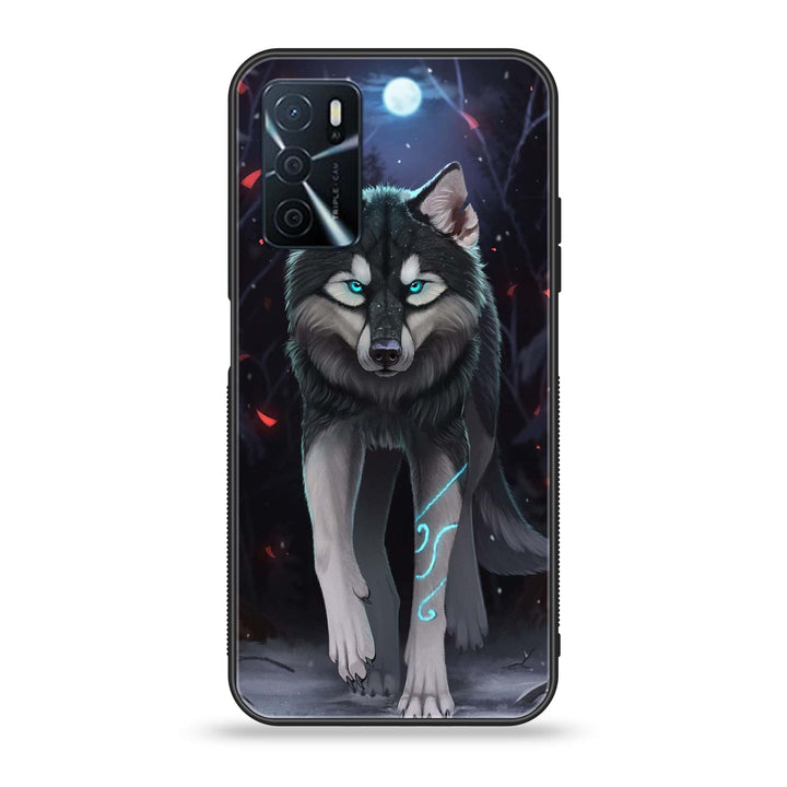 OPPO A16 - Wolf Design 8- Premium Printed Glass soft Bumper shock Proof Case CS-11037