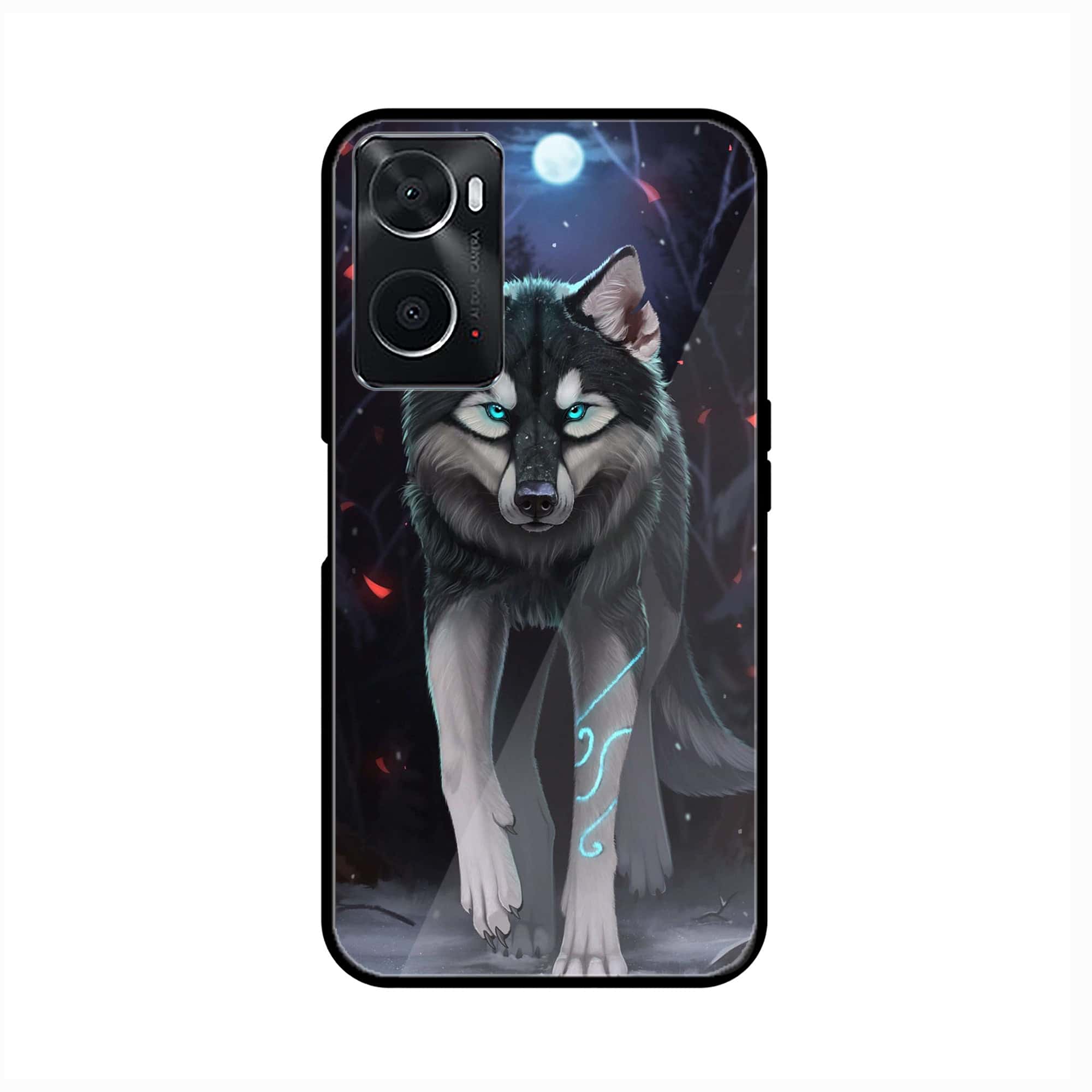 Oppo A36 Wolf Series Premium Printed Glass soft Bumper shock Proof Case