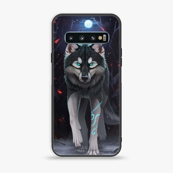 Samsung Galaxy S10 - Wolf Design 8- Premium Printed Glass soft Bumper shock Proof Case CS-45008