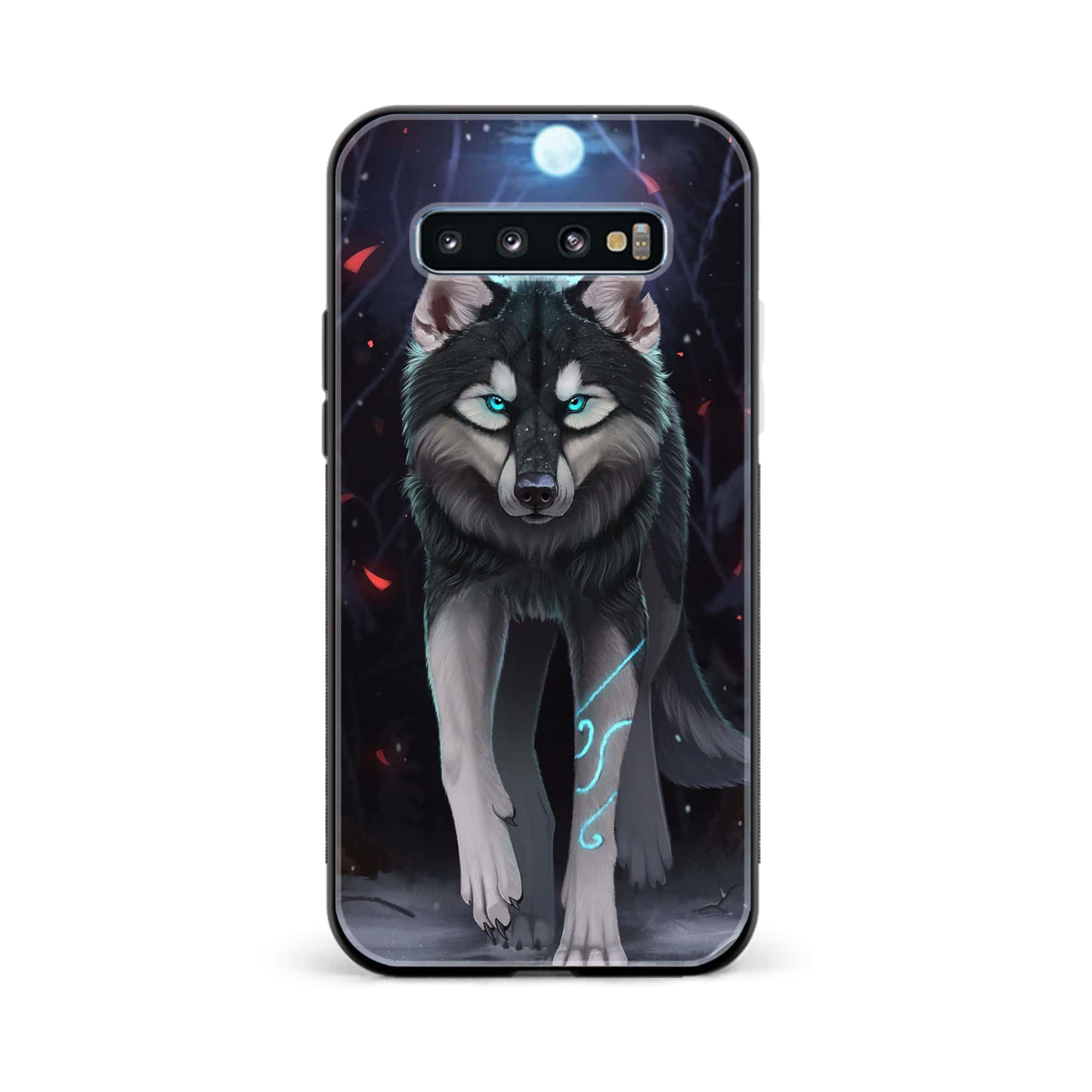 Galaxy S10 Plus - Wolf Series - Premium Printed Glass soft Bumper shock Proof Case