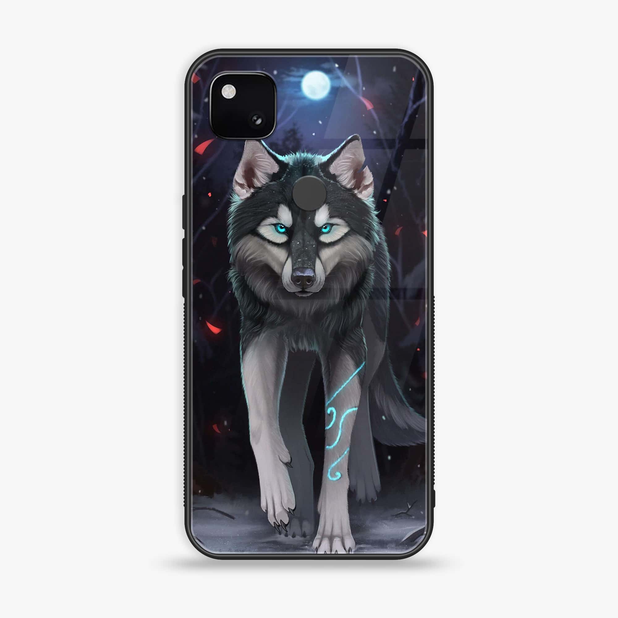 Google Pixel 4A 4G - Wolf Series - Premium Printed Glass soft Bumper shock Proof Case