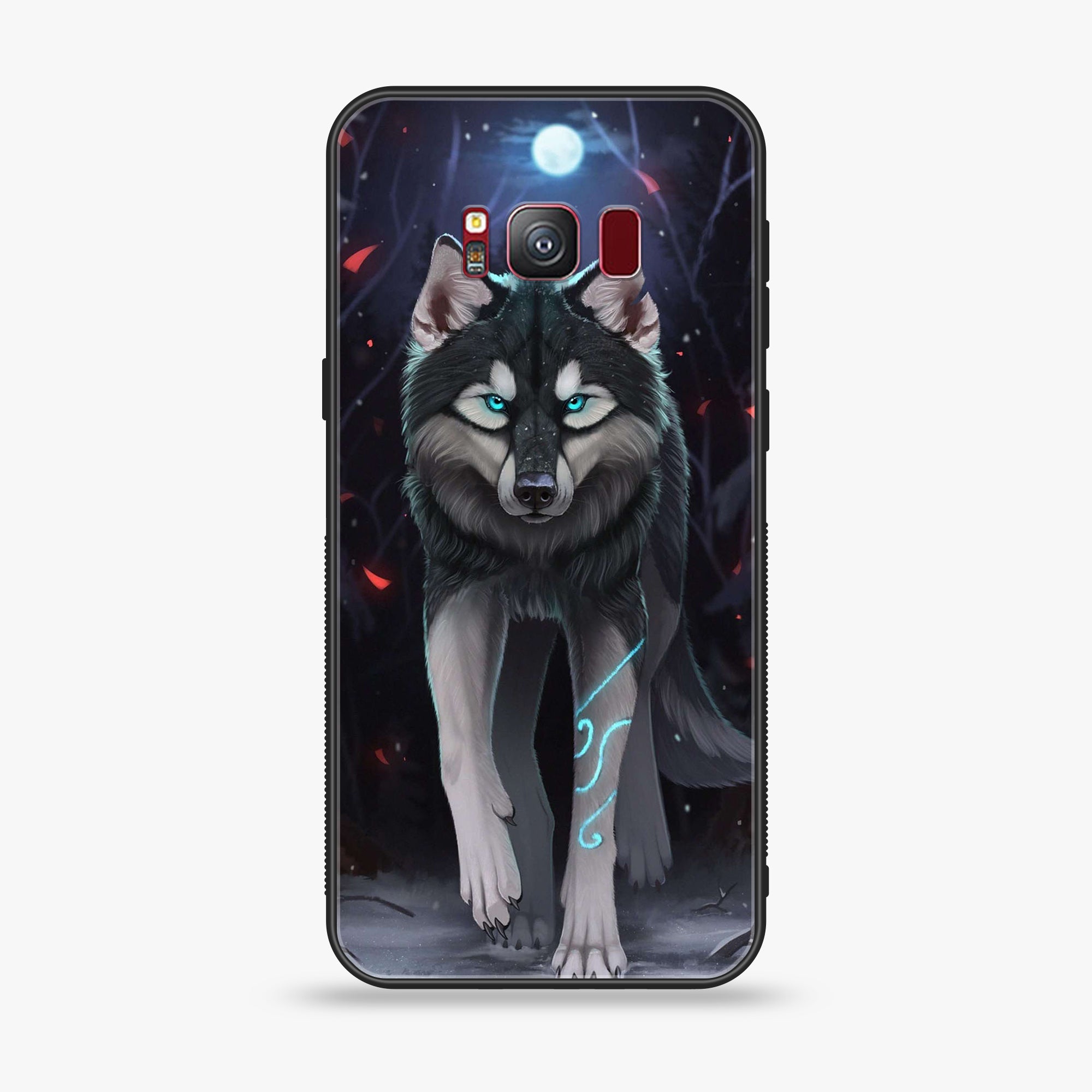 Samsung S8 Plus Wolf seires Premium Printed Glass soft Bumper shock Proof Case