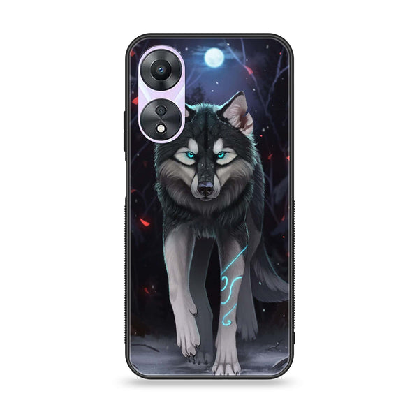 Oppo A58 - Wolf Series  Design 8 - Premium Printed Glass soft Bumper shock Proof Case CS-18938