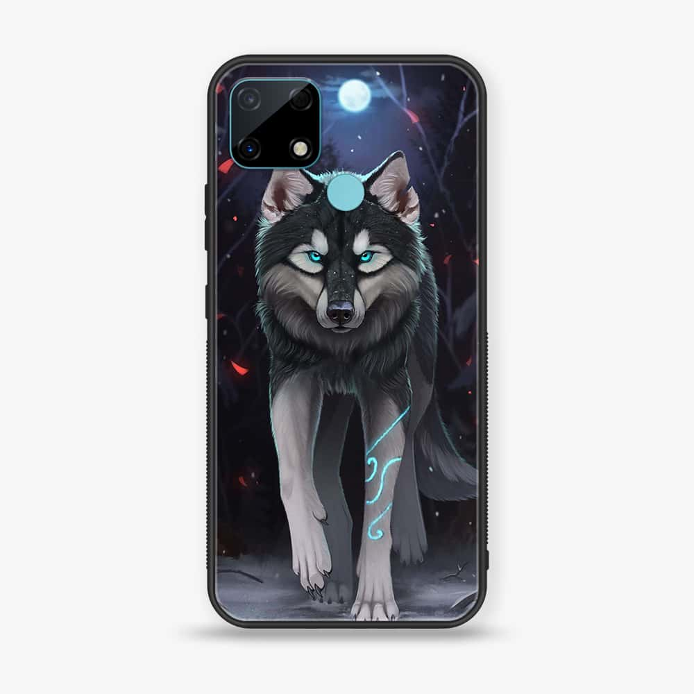 Realme C25 - Wolf Series - Premium Printed Glass soft Bumper shock Proof Case