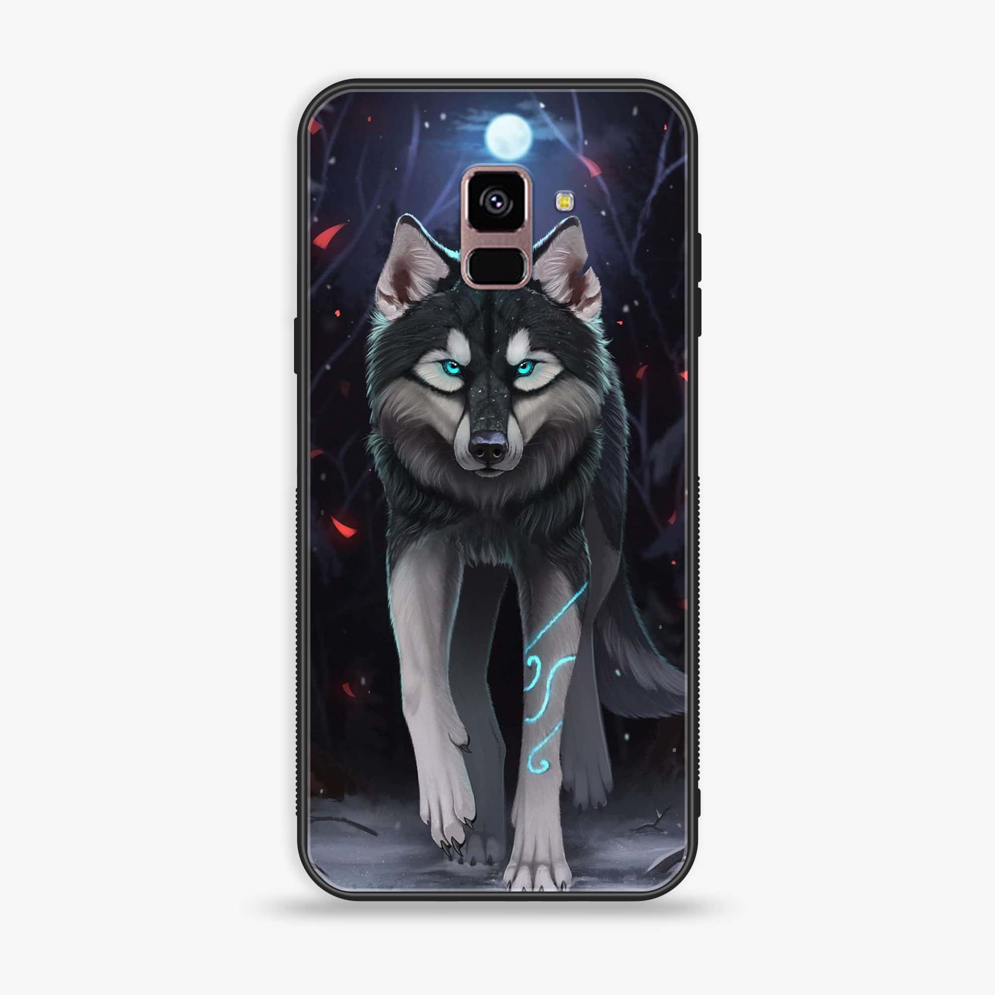 Samsung Galaxy A8+ (2018) - Wolf Series - Premium Printed Glass soft Bumper shock Proof Case