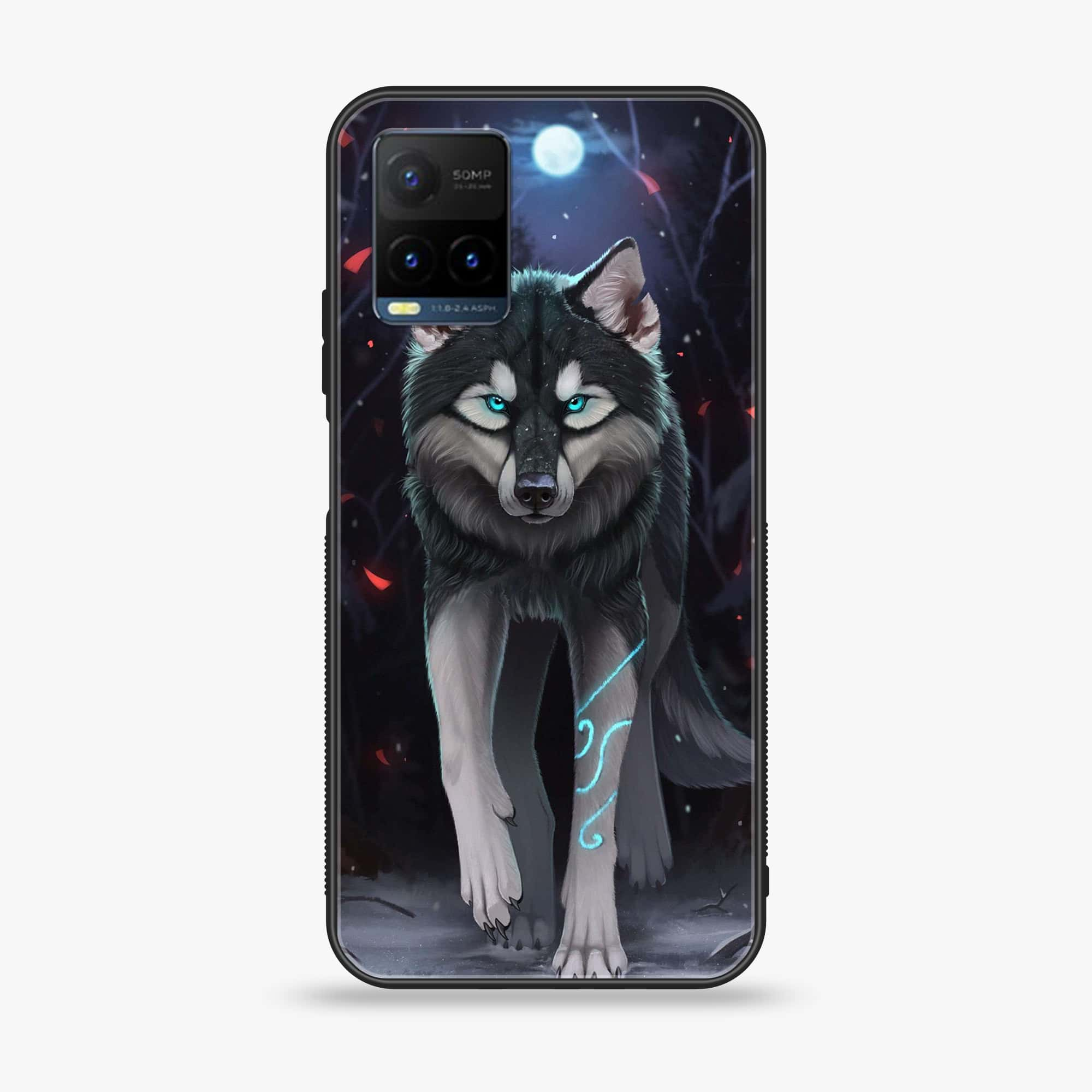 Vivo Y21s - Wolf Series - Premium Printed Glass soft Bumper shock Proof Case