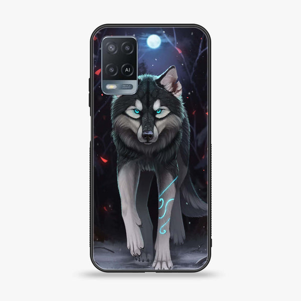 Oppo A54 - Wolf Design 8- Premium Printed Glass soft Bumper shock Proof Case CS-11910