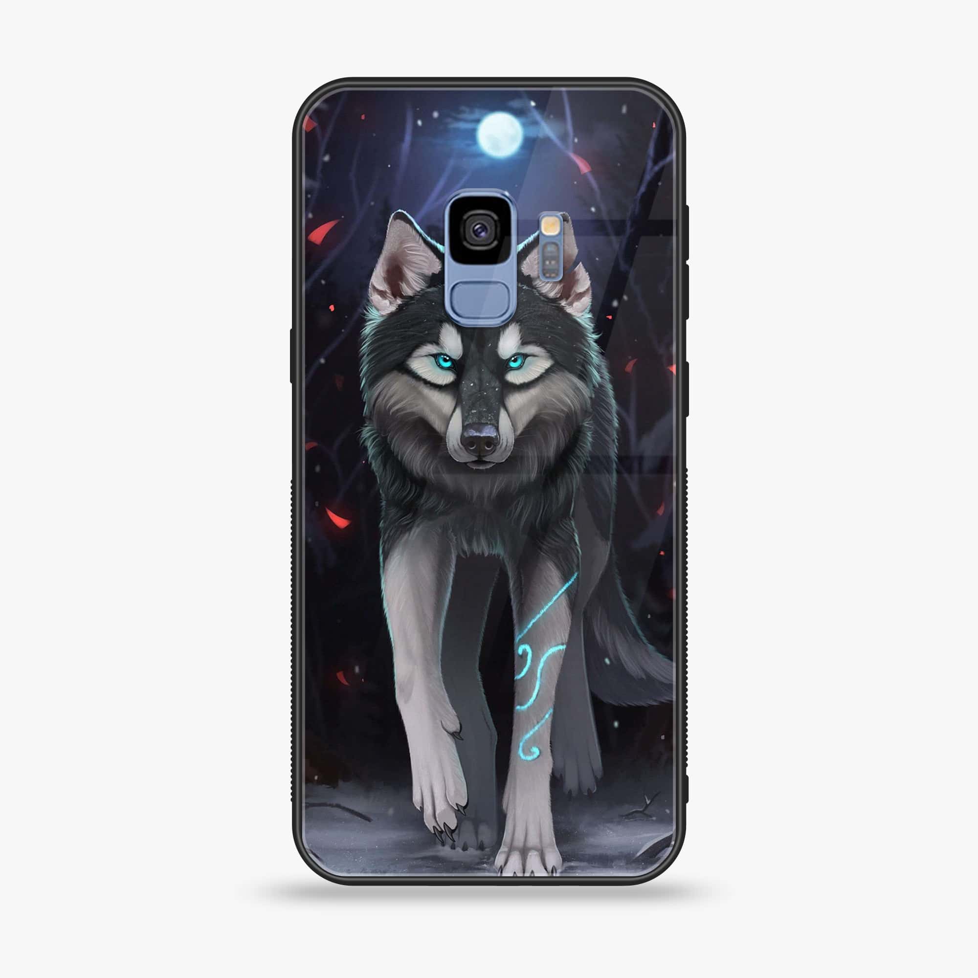 Galaxy S9 - Wolf Series - Premium Printed Glass soft Bumper shock Proof Case