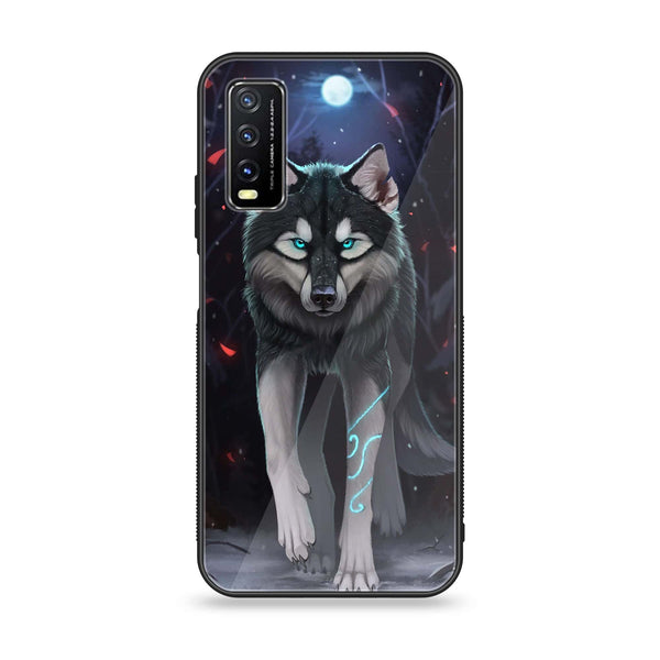 Vivo Y20 2021 Wolf Series Design 8  Premium Printed Glass soft Bumper shock Proof Case CS-20014