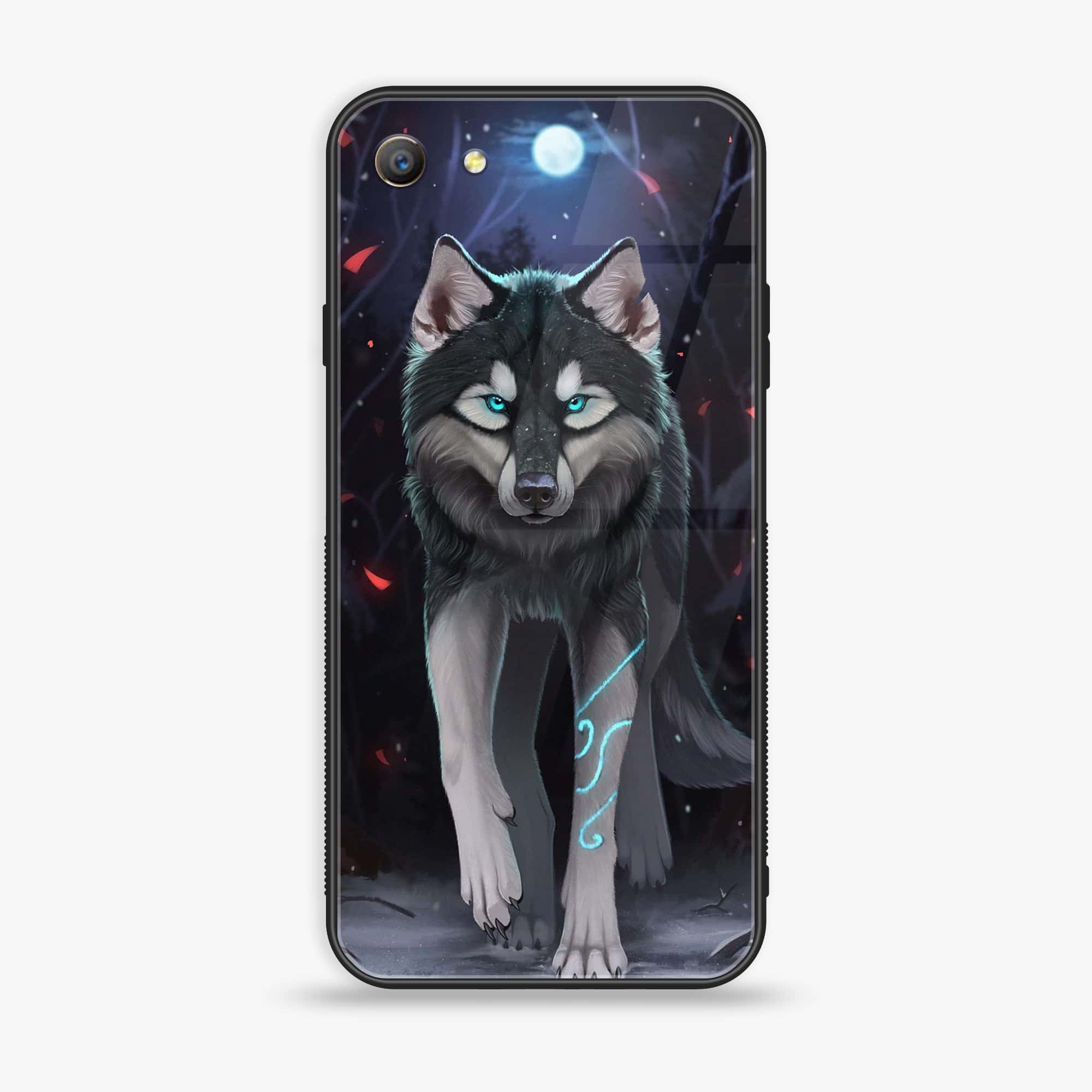 Oppo A57 Wolf Series Premium Printed Glass soft Bumper shock Proof Case