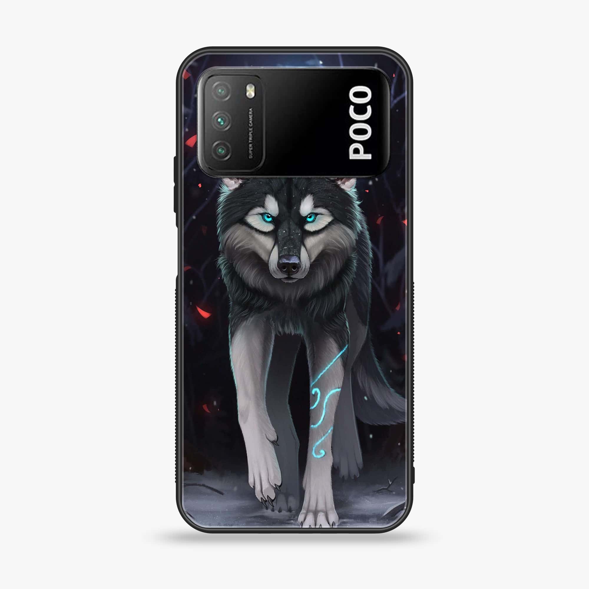 Xiaomi Poco M3 - Wolf Series - Premium Printed Glass soft Bumper shock Proof Case