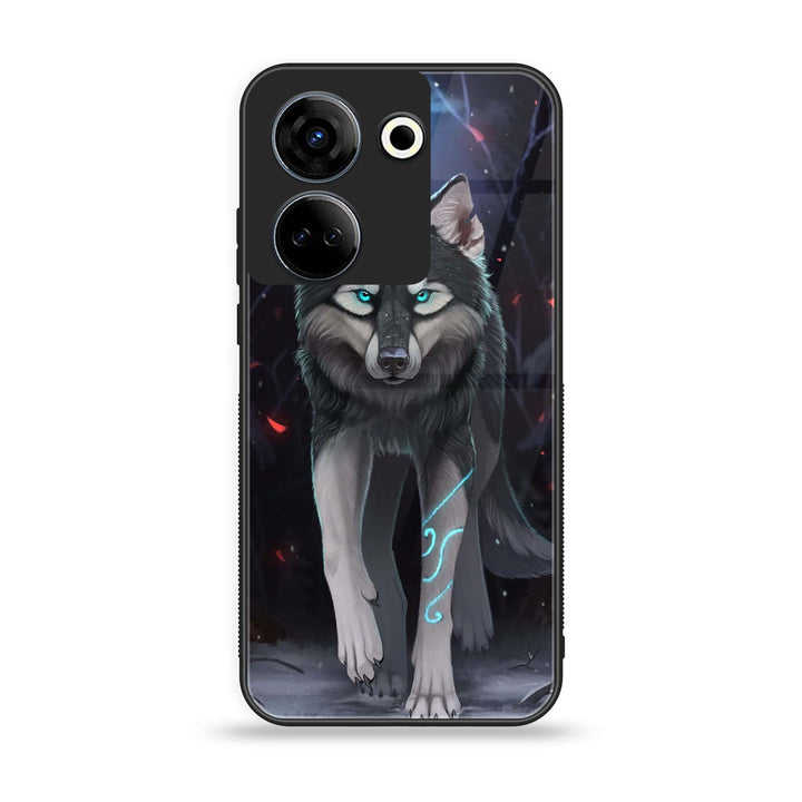Tecno Camon 20/ 20 Pro - Wolf Design 8 - Premium Printed Glass soft Bumper shock Proof Case CS-14504