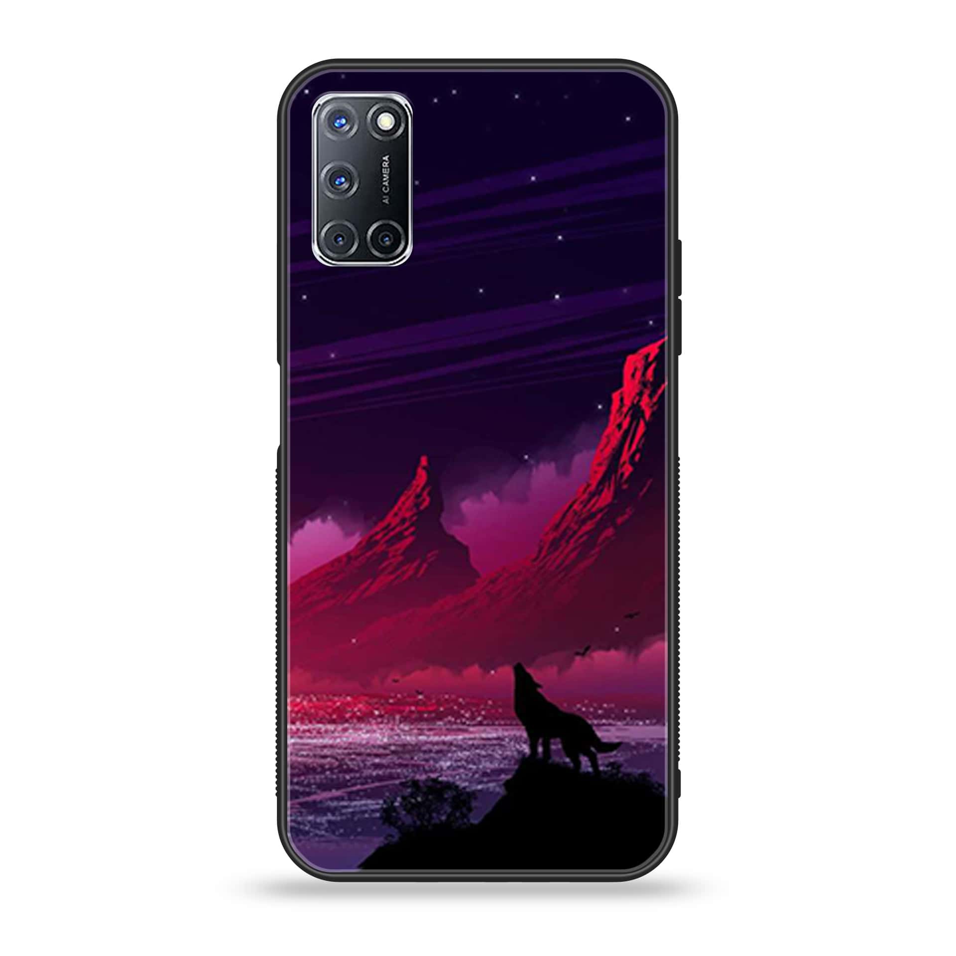Oppo A52 - Wolf Series - Premium Printed Glass soft Bumper shock Proof Case