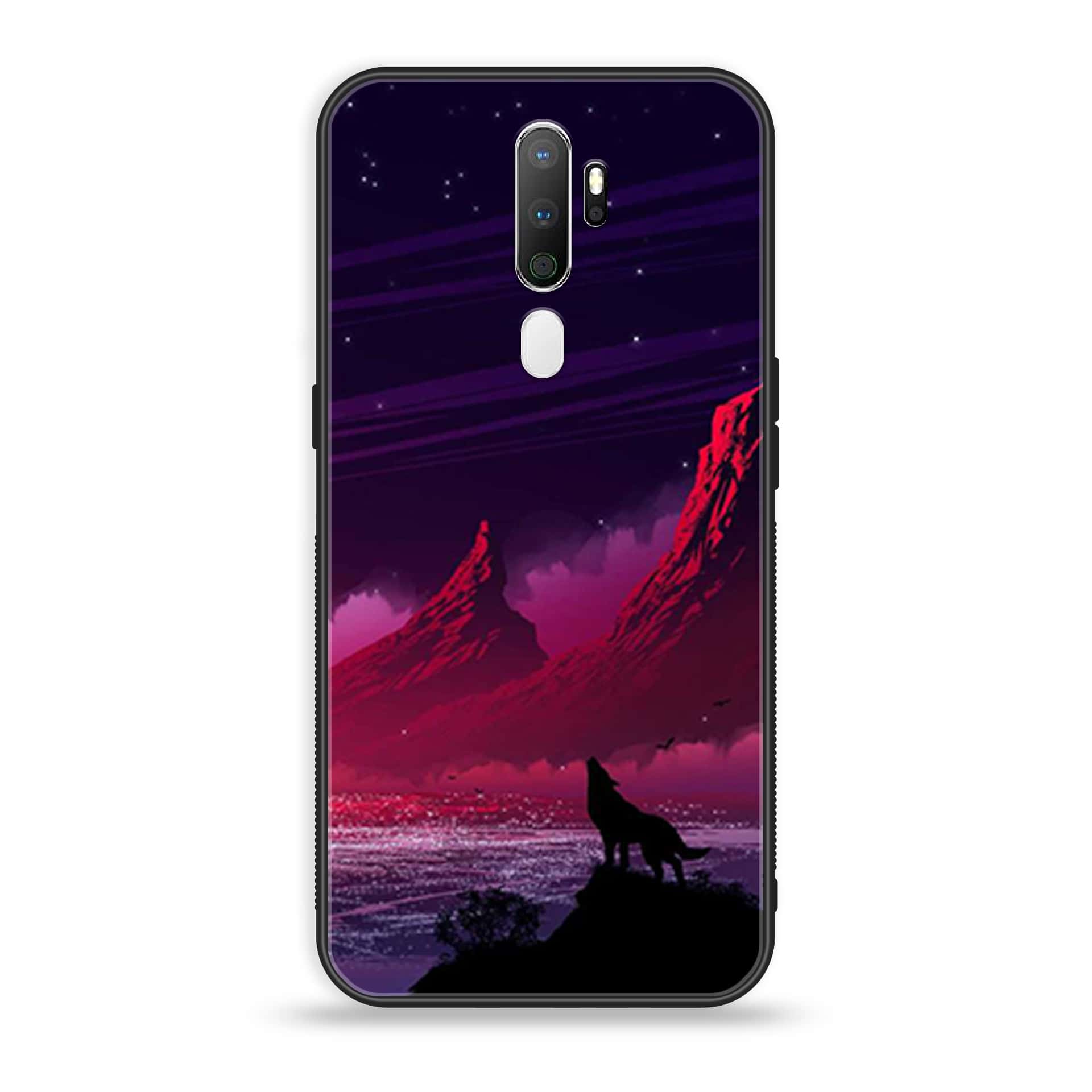 Oppo A9 2020 Wolf Series Premium Printed Glass soft Bumper shock Proof Case