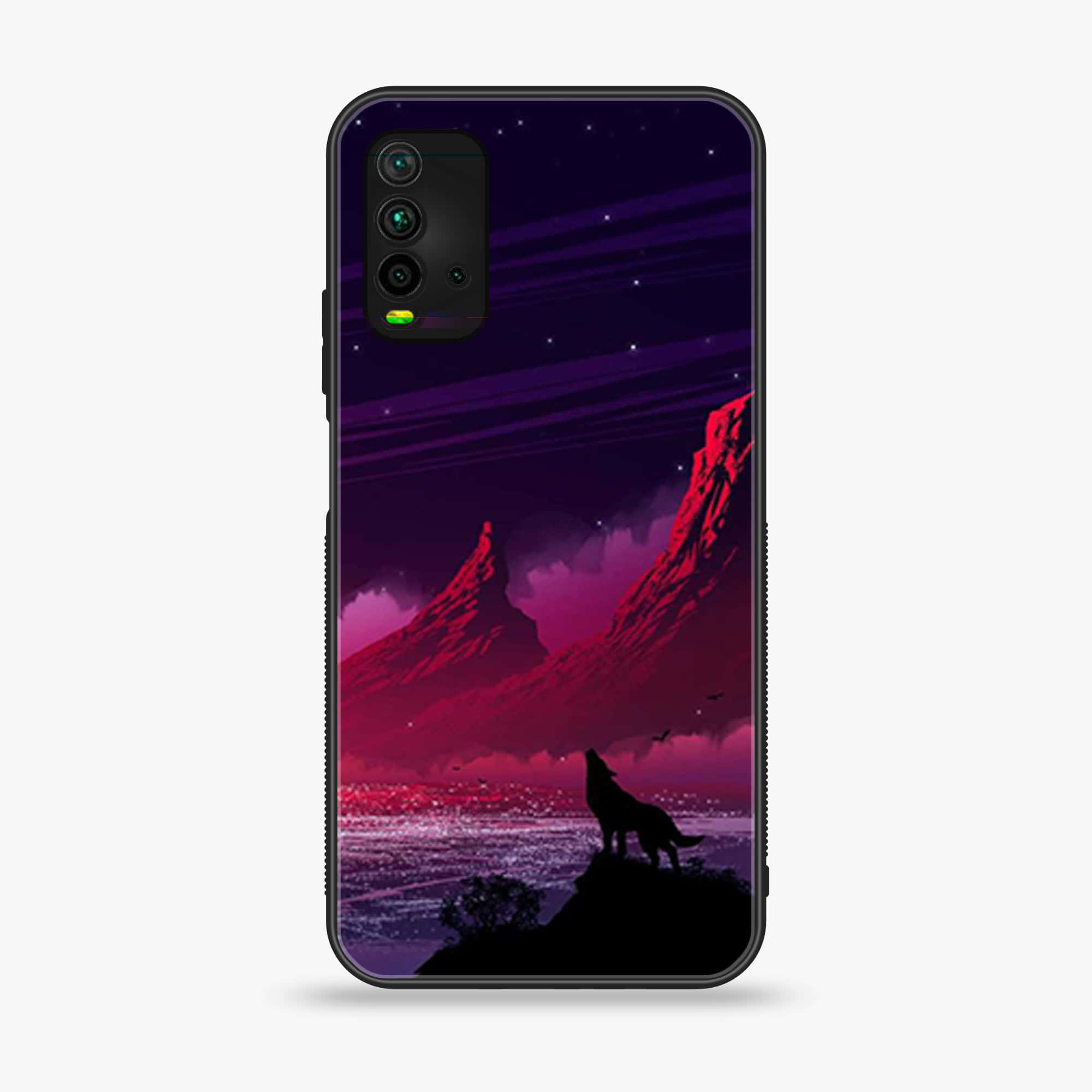 Xiaomi Redmi 9T - Wolf Series - Premium Printed Glass soft Bumper shock Proof Case