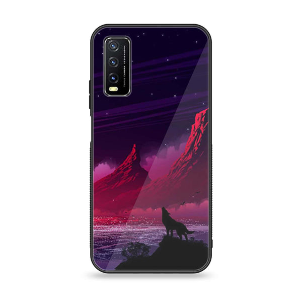 Vivo Y20 2021 Wolf Design 7 Premium Printed Glass soft Bumper shock Proof Case CS-22213