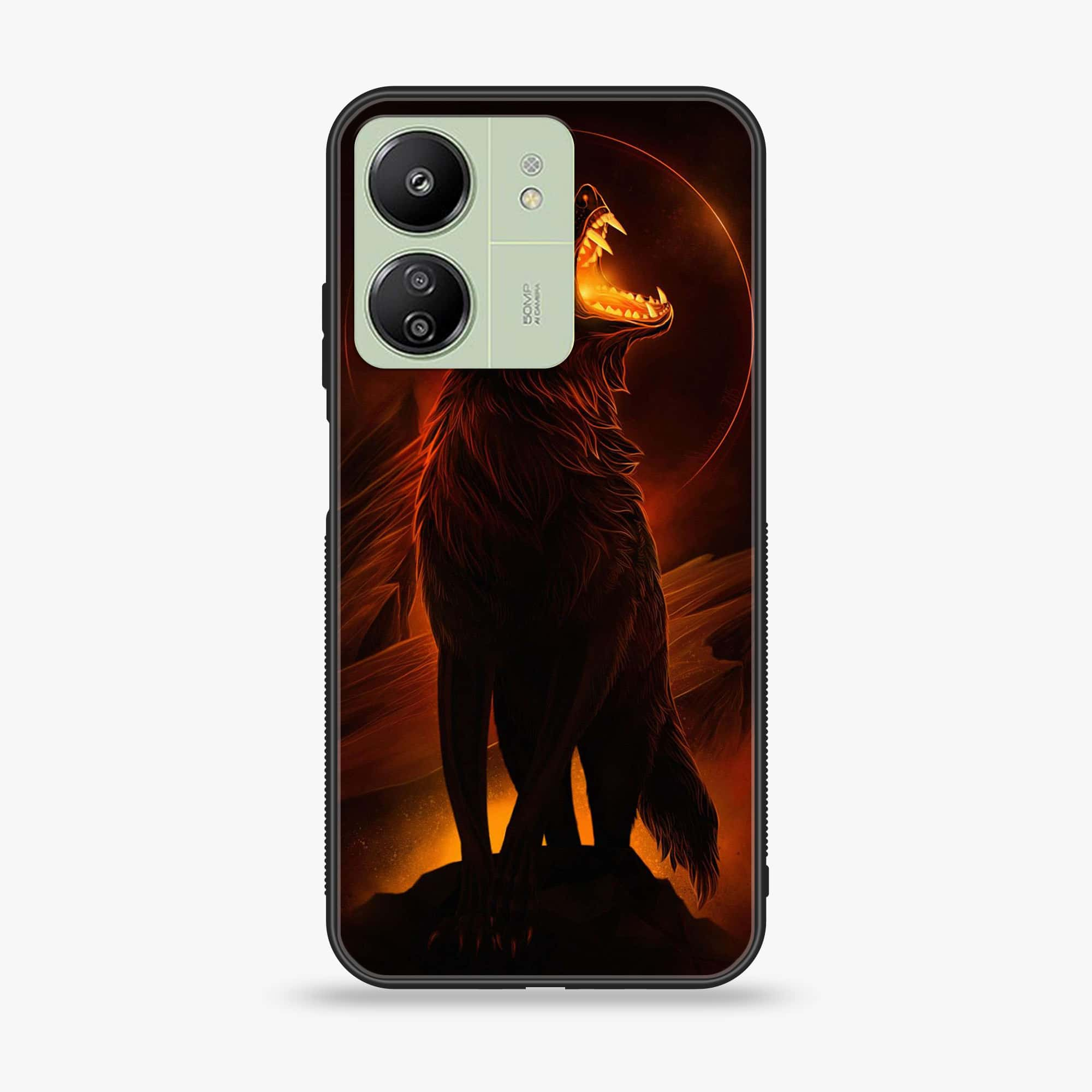 Xiaomi Redmi 13C - Wolf Series - Premium Printed Glass soft Bumper shock Proof Case