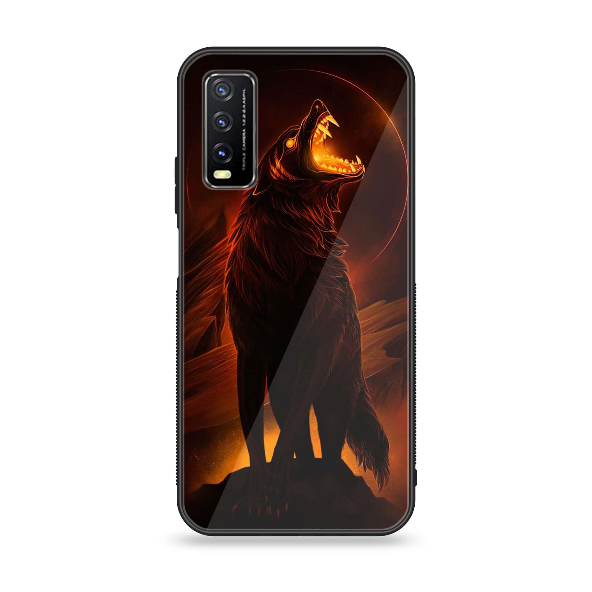 Vivo Y20 2021 Wolf Series Premium Printed Glass soft Bumper shock Proof Case