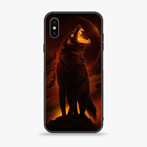 iPhone XS Max - Wolf Design 6 - Premium Printed Glass soft Bumper shock Proof Case  CS-25579