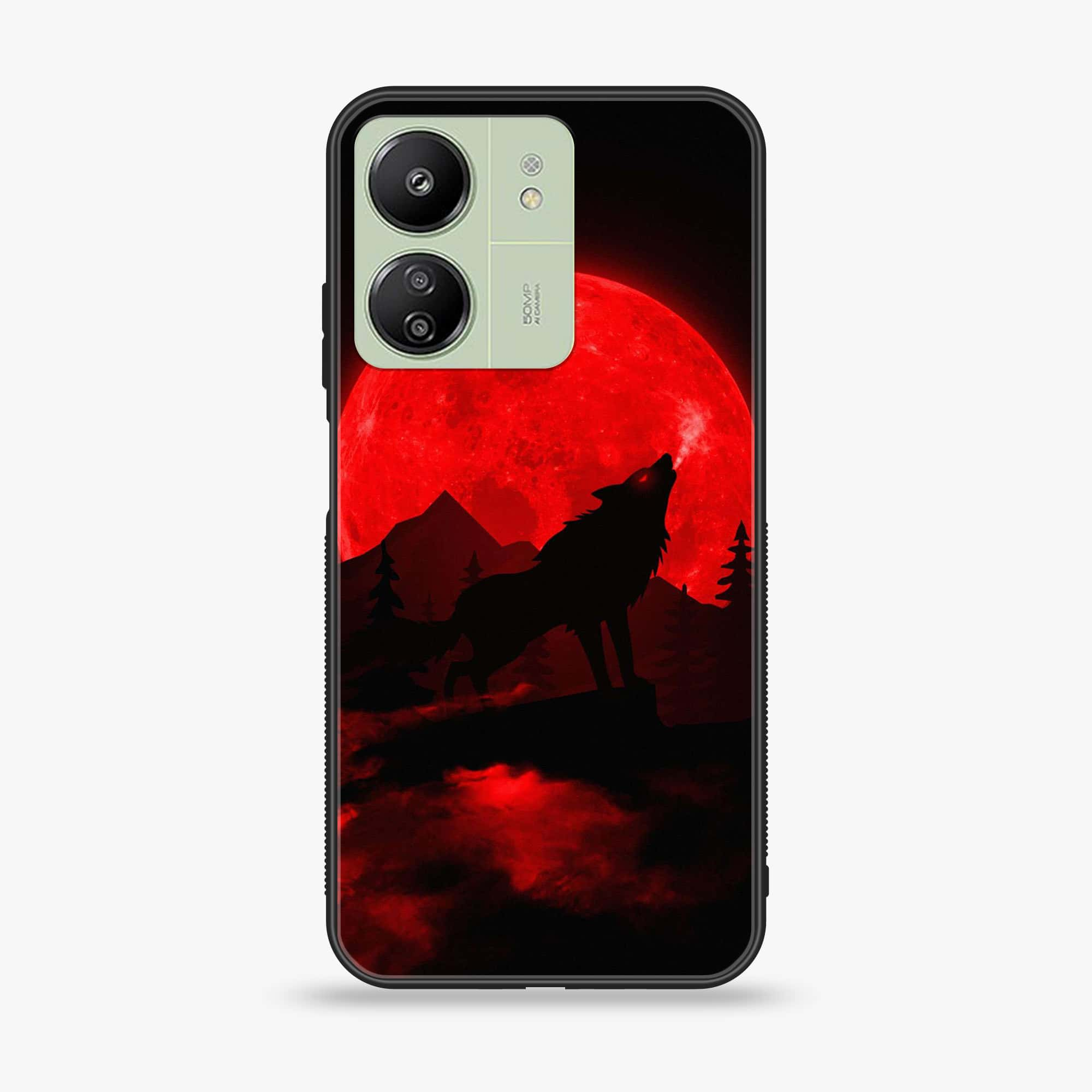 Xiaomi Redmi 13C - Wolf Series - Premium Printed Glass soft Bumper shock Proof Case